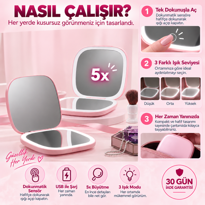 Melissa™ Işıklı Cep Aynası