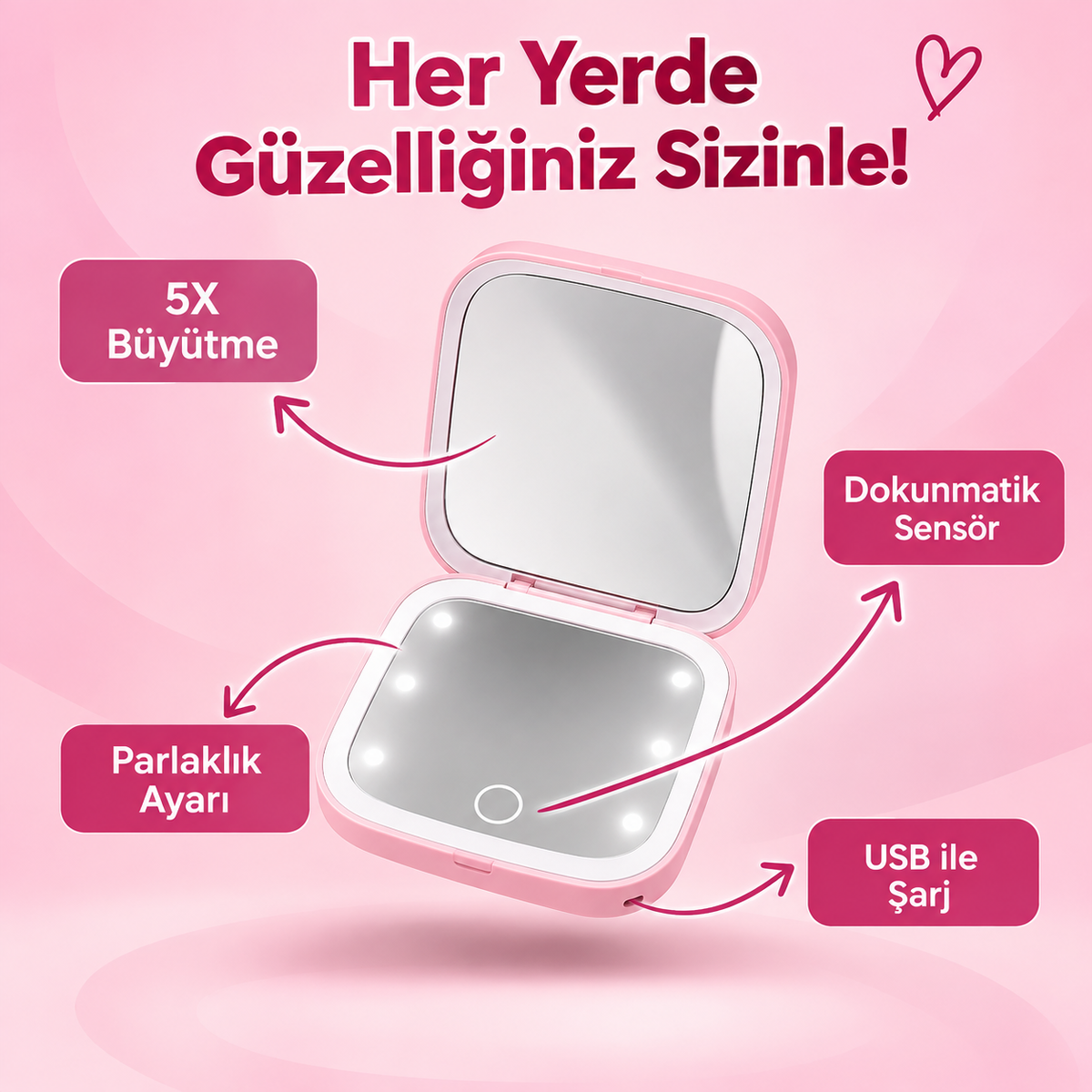 Melissa™ Işıklı Cep Aynası